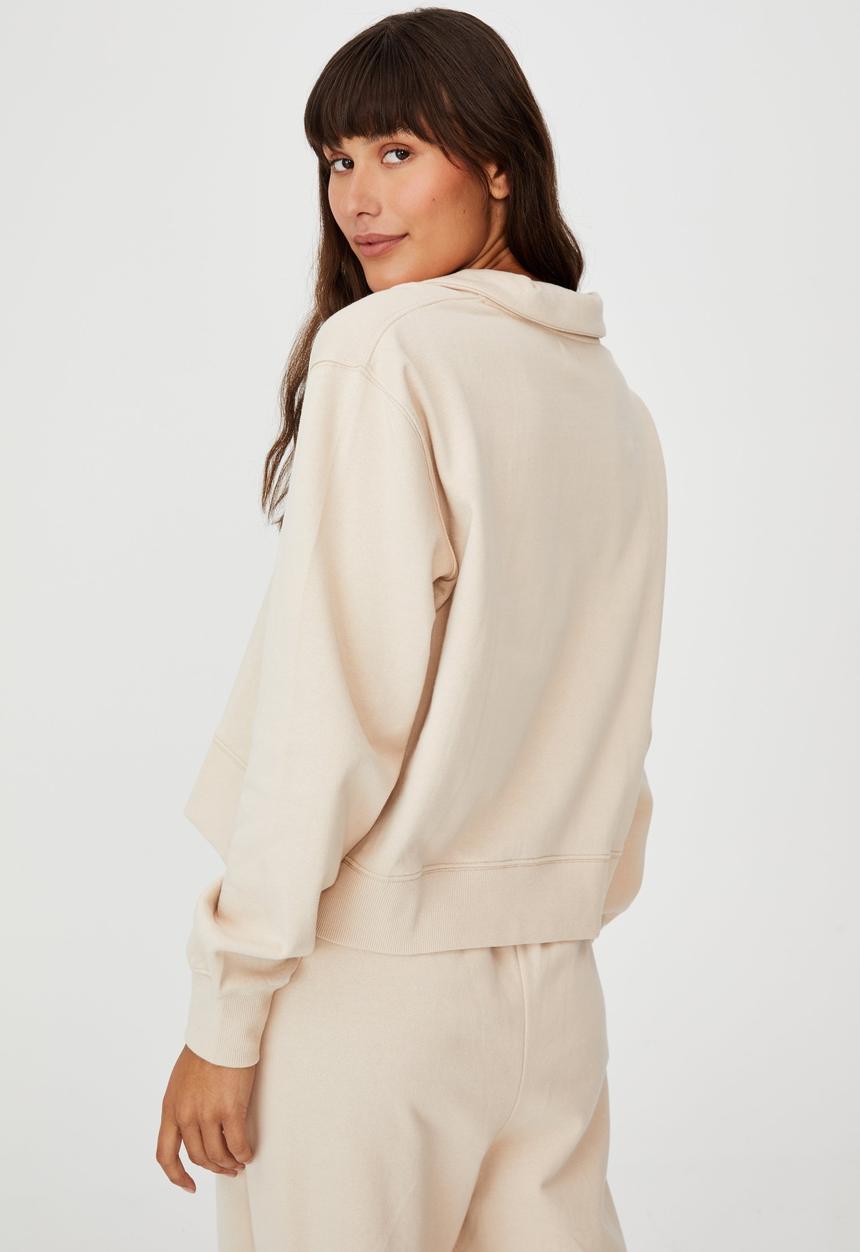 Cotton On - Kora collared long sleeve pullover - stone