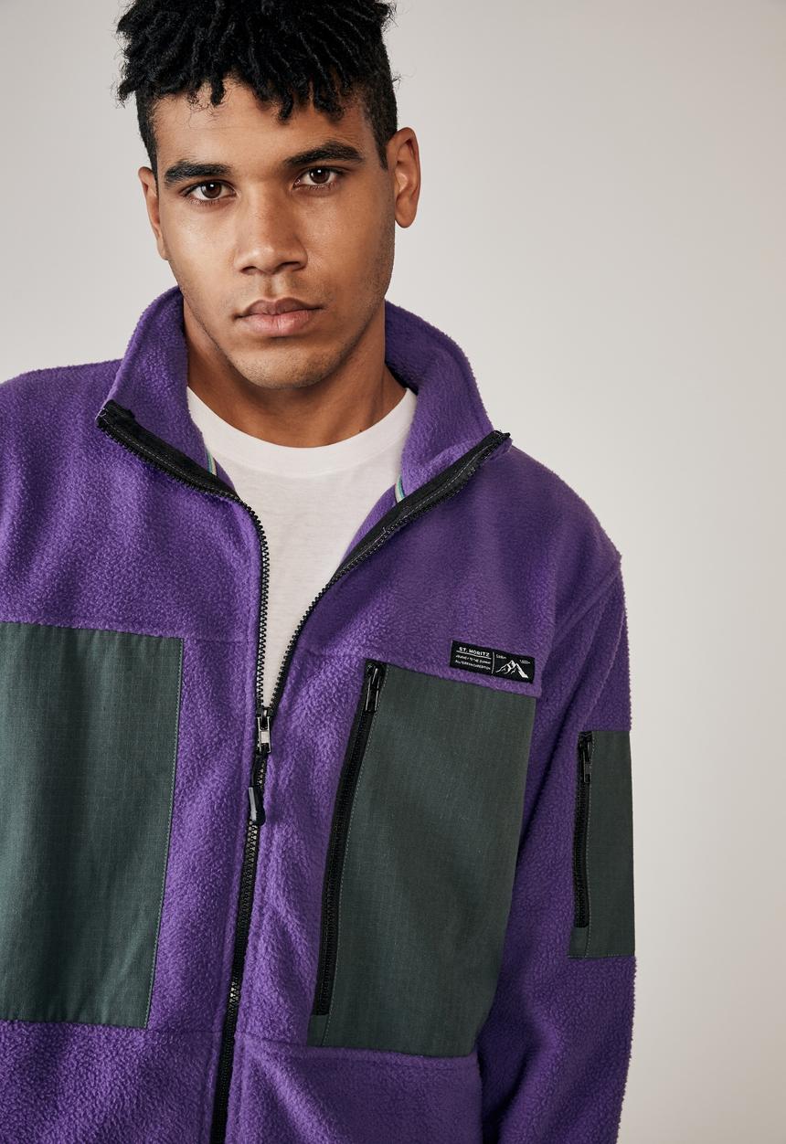 Factorie - Teddy zip thru mountain jacket - purple
