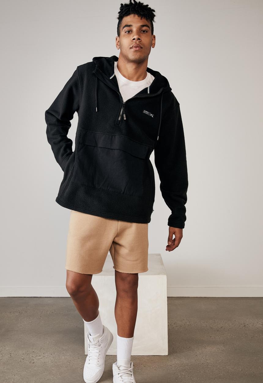 Factorie - Teddy 1/4 zip mountain hoodie - black
