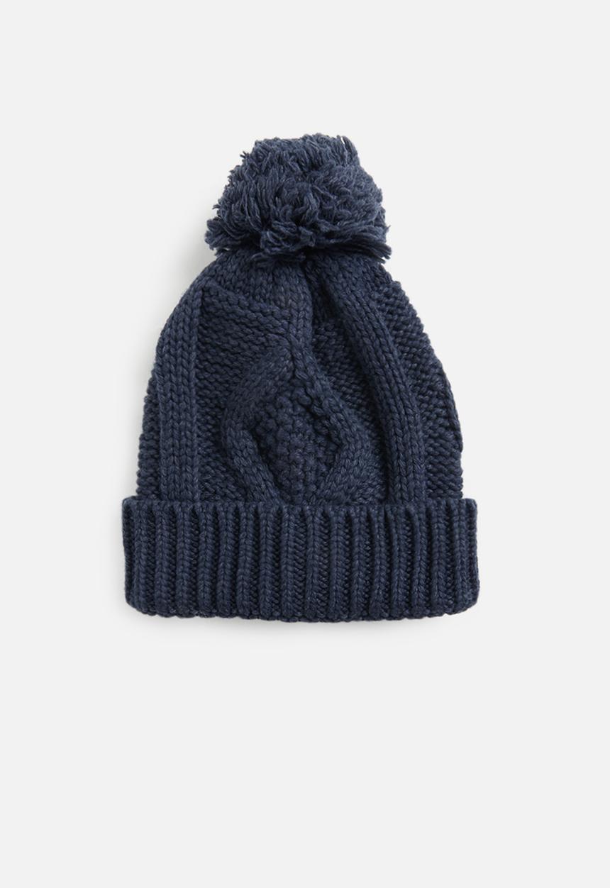Rubi - Heritage knit pom pom beanie - dark grisaille