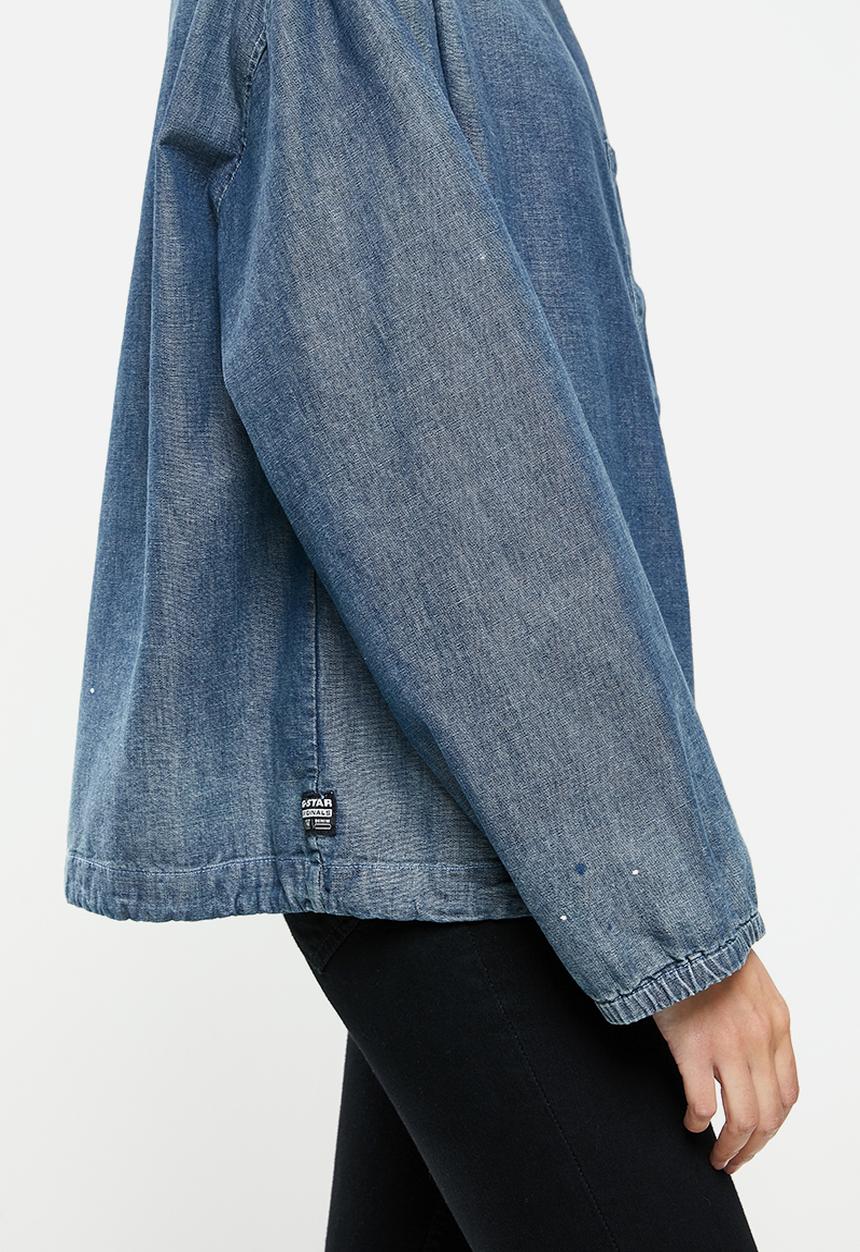G-STAR - Long sleeve mock neck shirt - blue