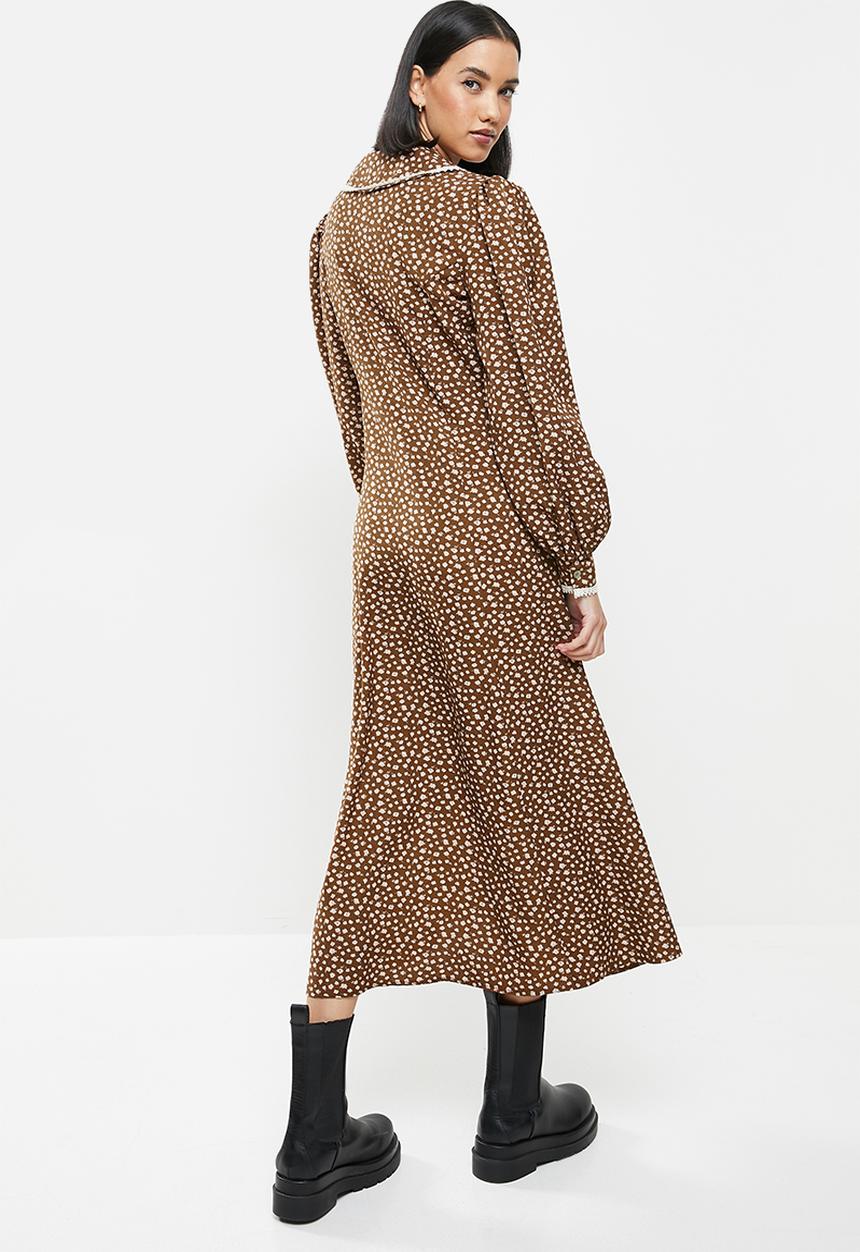 Me&B - Dropped collar prairie dress - brown