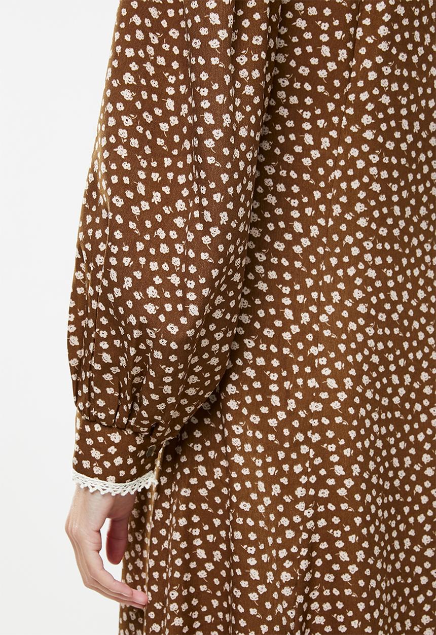 Me&B - Dropped collar prairie dress - brown