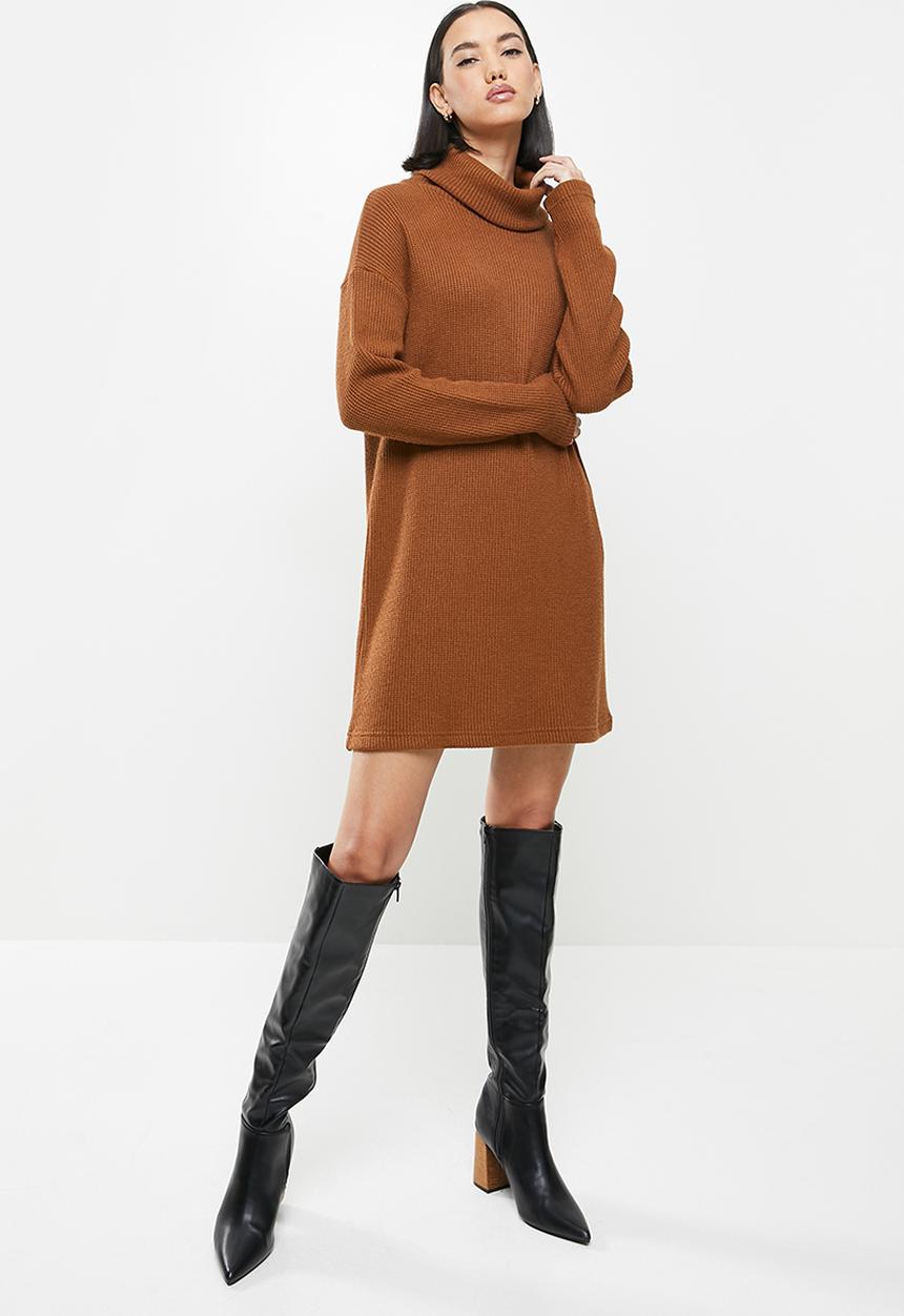 Me&B - Cowl neck top dress - rust