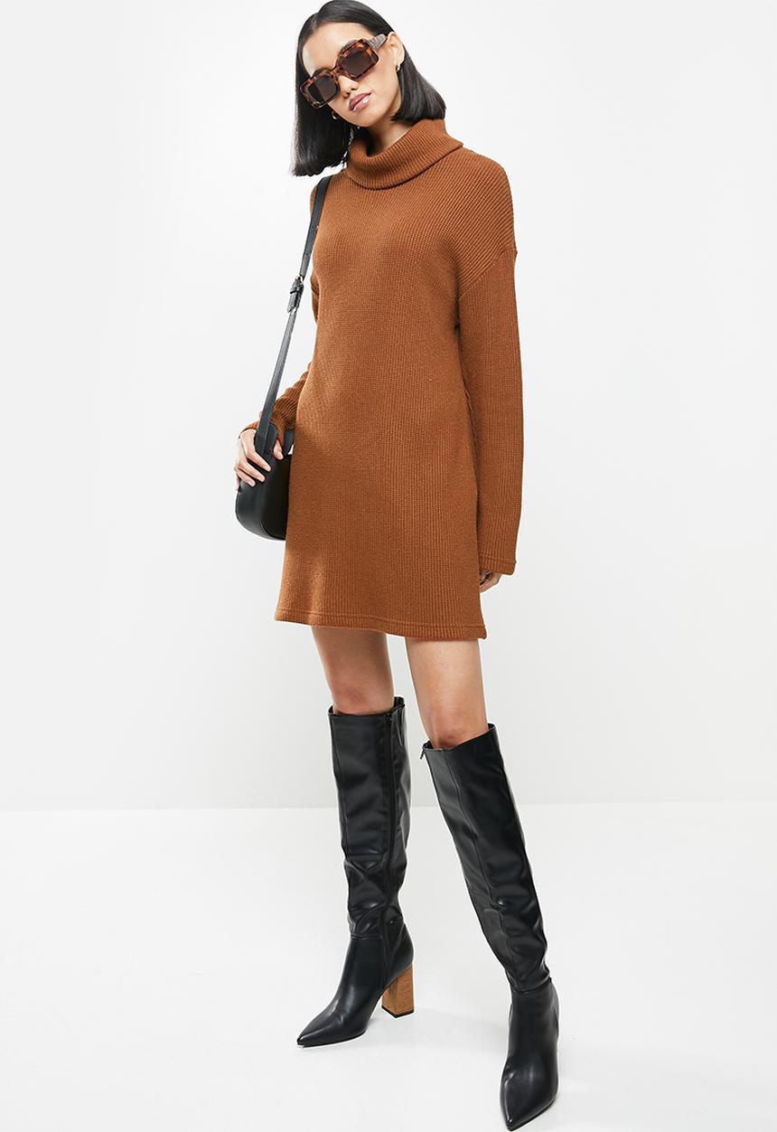 Me&B - Cowl neck top dress - rust