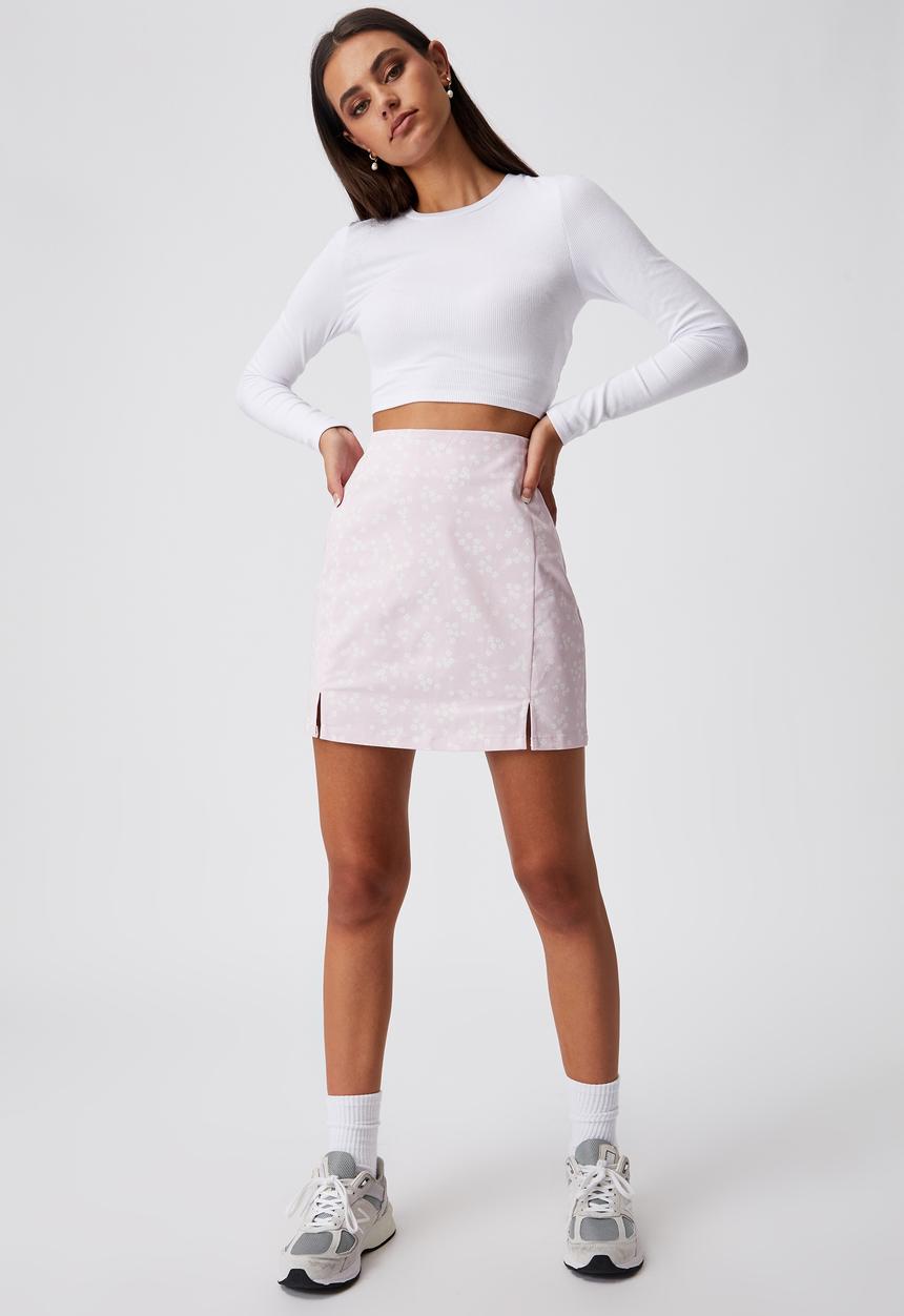 Factorie - Double split mini skirt - darby floral lilac snow