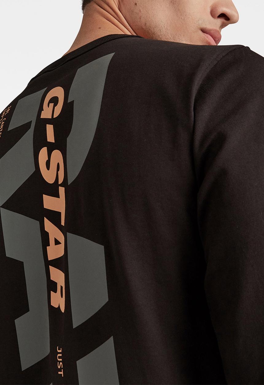 G-STAR - Big back graphic r  l\s tee - dk black
