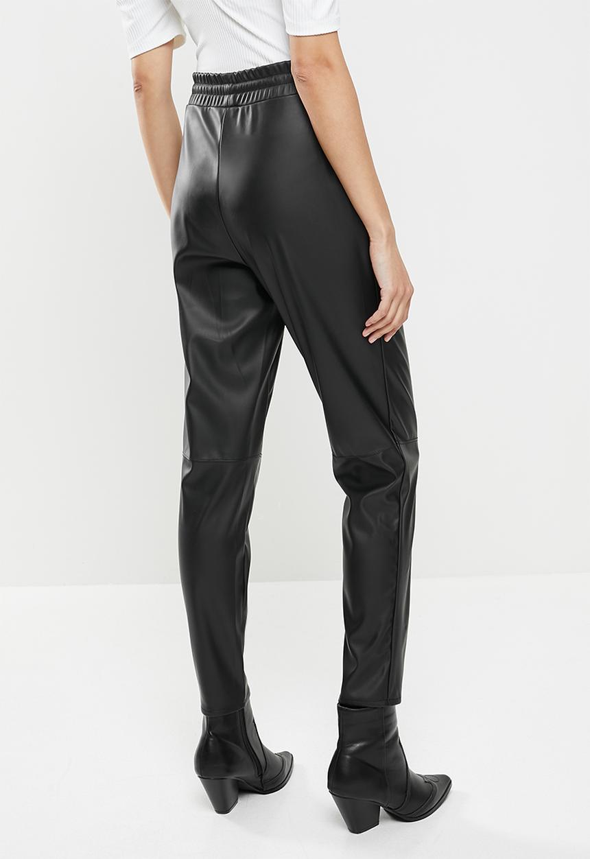 Me&B - Leather jogger pant - black