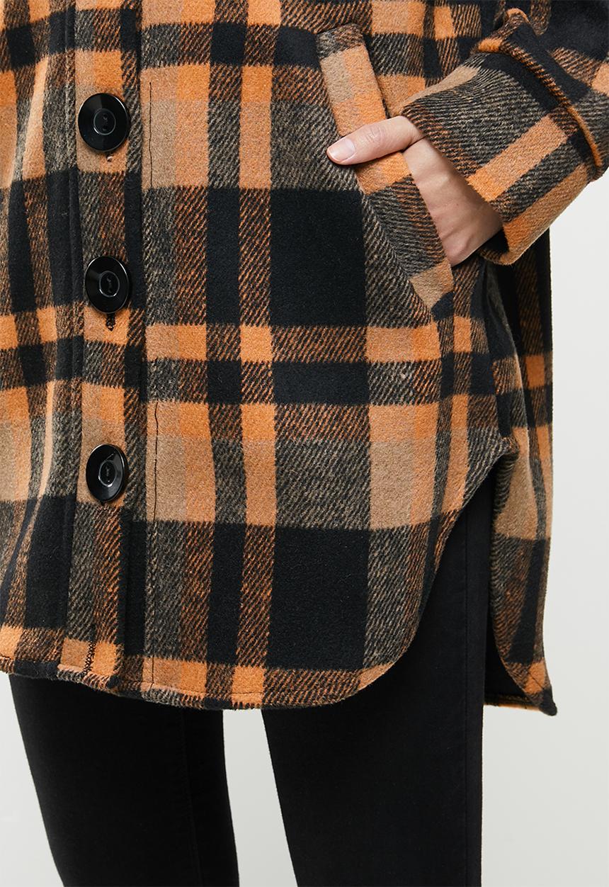 Me&B - The check shacket - brown & black 