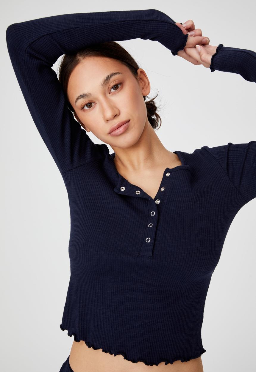 Cotton On - Pretty little sleep henley - navy
