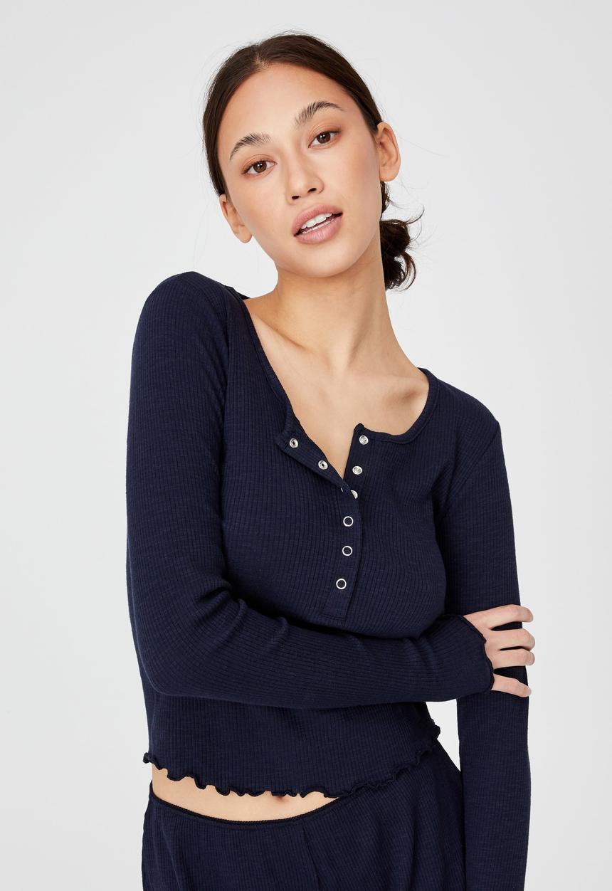 Cotton On - Pretty little sleep henley - navy