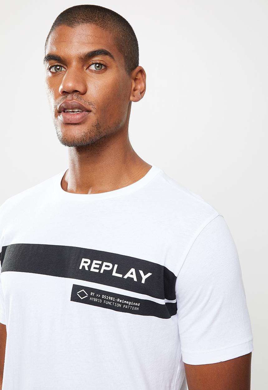Replay - Replay retro stripe print tee - white