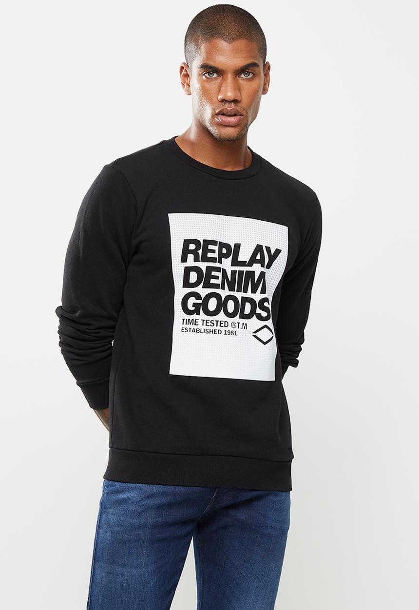 Replay - Replay denim good crew fleece - black