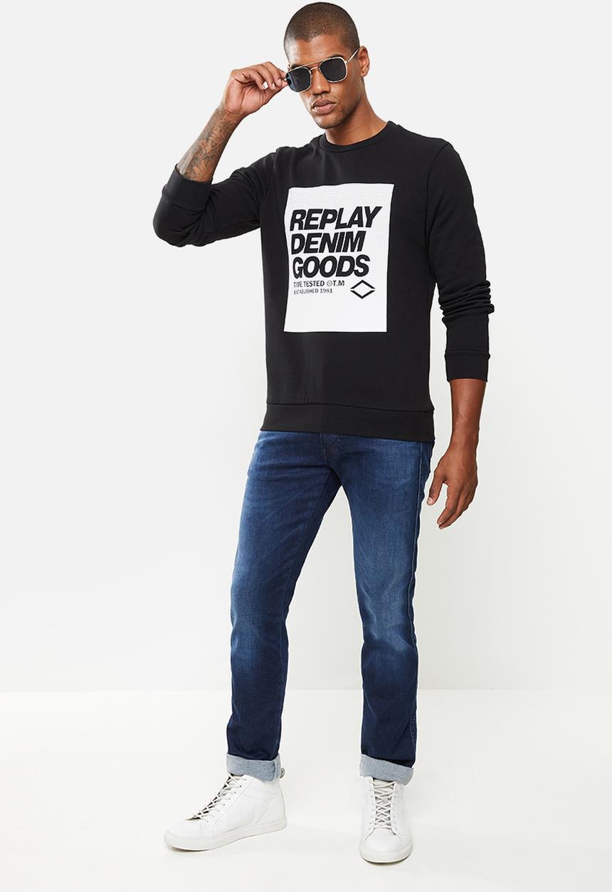 Replay - Replay denim good crew fleece - black