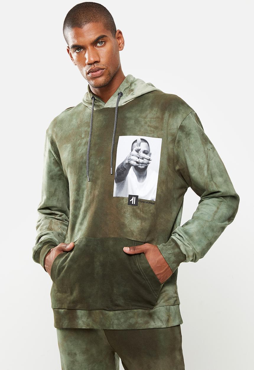 Flyersunion - Spectra-dye fleece printed hoodie - olive