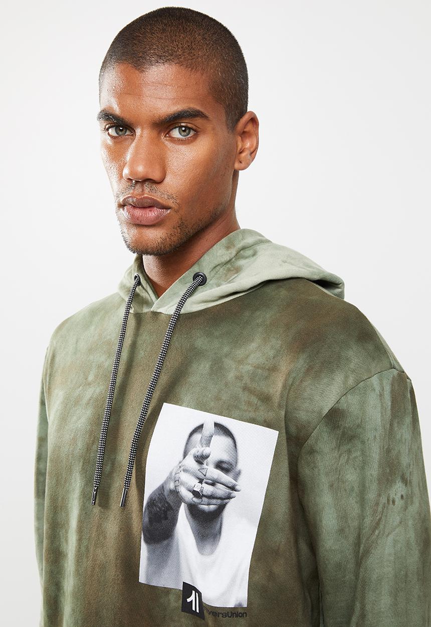 Flyersunion - Spectra-dye fleece printed hoodie - olive