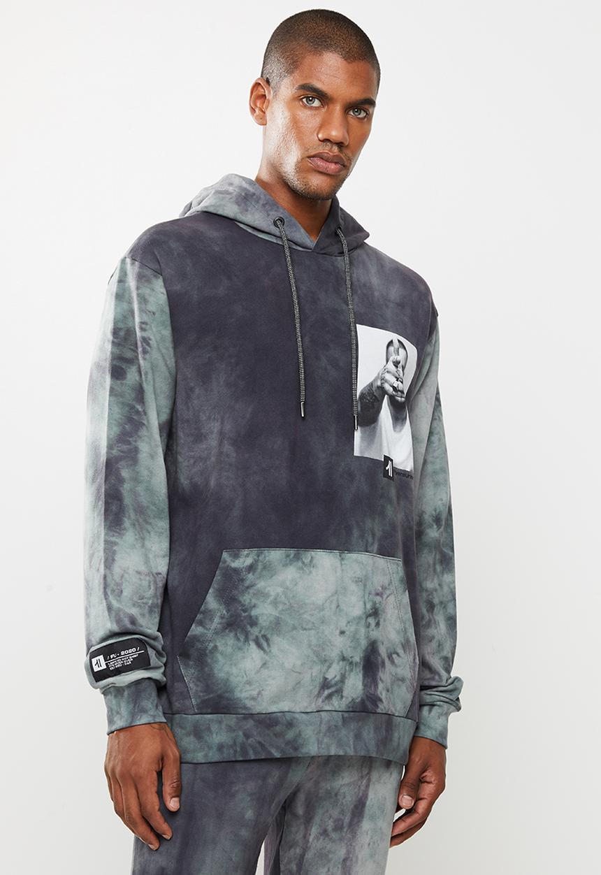 Flyersunion - Spectra-dye fleece printed hoodie - charcoal