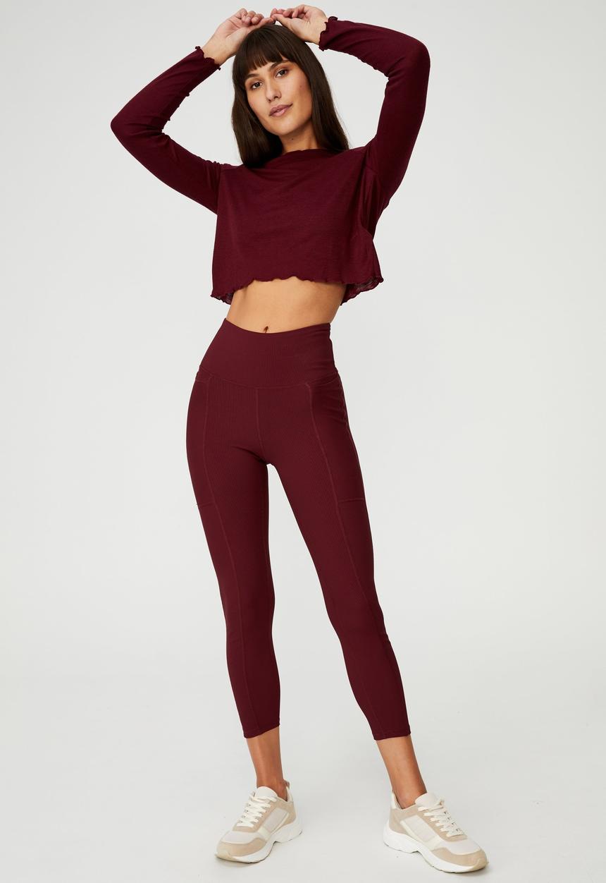 Cotton On - Rib pocket 7/8 tight - mulberry
