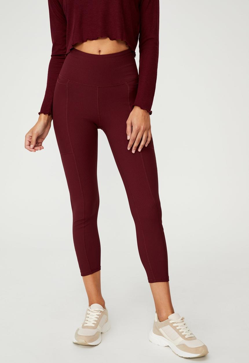 Cotton On - Rib pocket 7/8 tight - mulberry