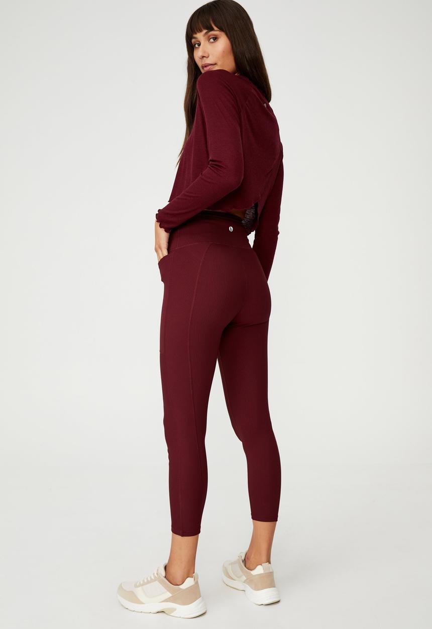Cotton On - Rib pocket 7/8 tight - mulberry