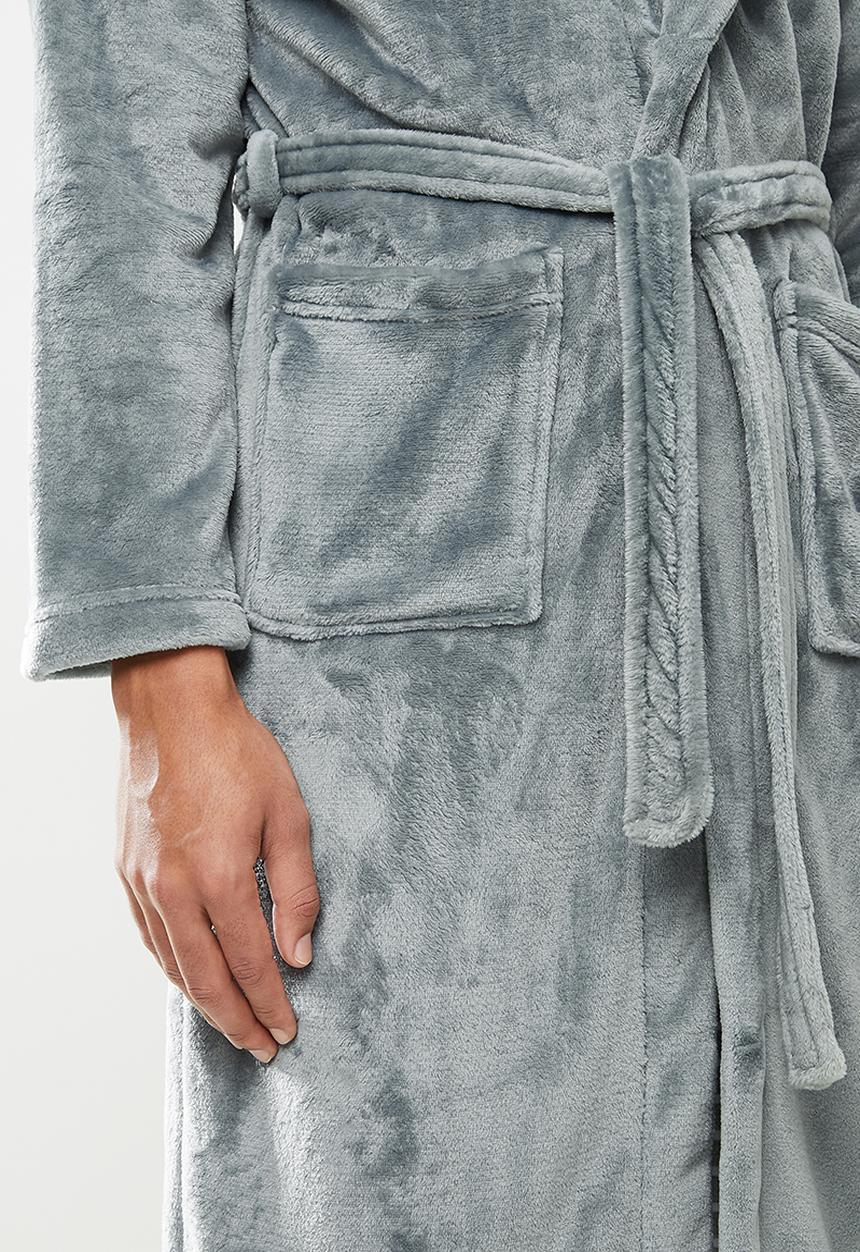 STYLE REPUBLIC - Coral fleece robe - grey