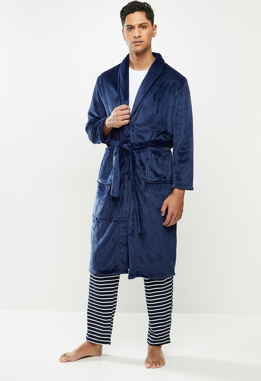 STYLE REPUBLIC - Coral fleece robe - navy