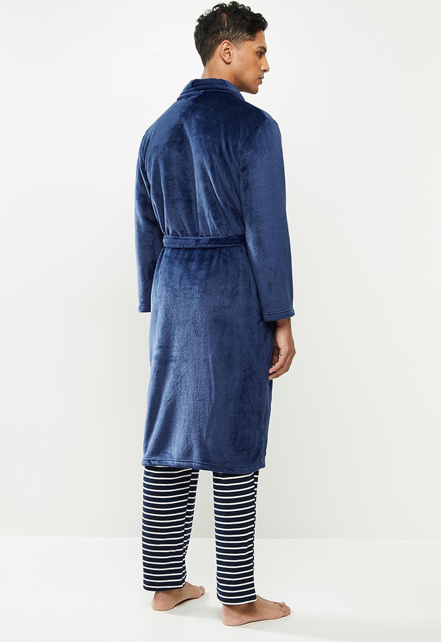 STYLE REPUBLIC - Coral fleece robe - navy