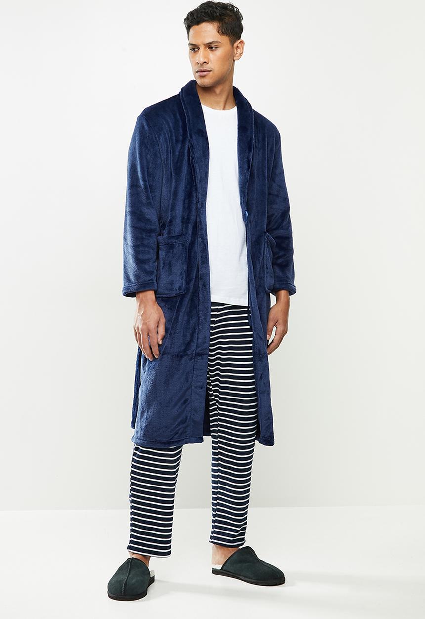 STYLE REPUBLIC - Coral fleece robe - navy