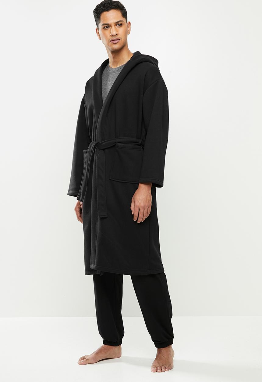 STYLE REPUBLIC - Fleece hooded robe - black
