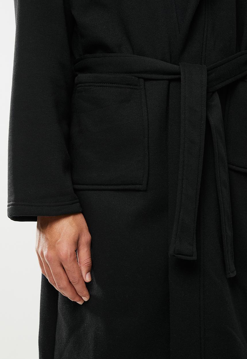 STYLE REPUBLIC - Fleece hooded robe - black