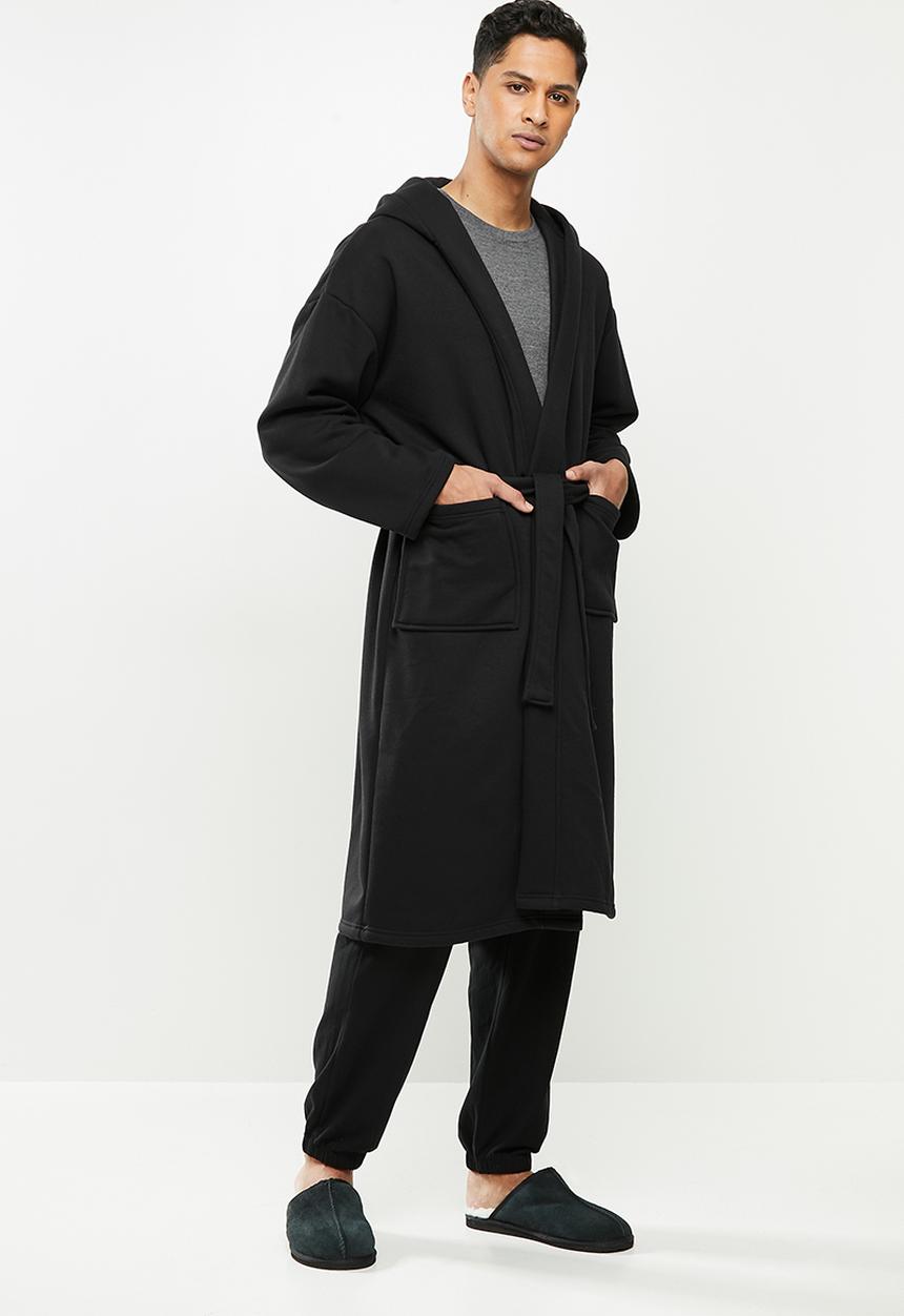 STYLE REPUBLIC - Fleece hooded robe - black