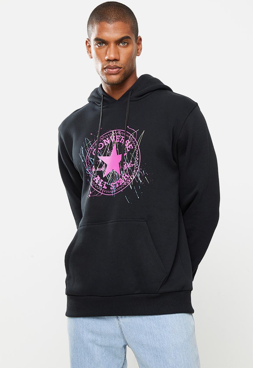 Converse - Splatter paint print pullover hoodie -  black