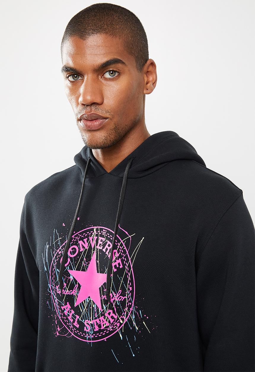 Converse - Splatter paint print pullover hoodie -  black