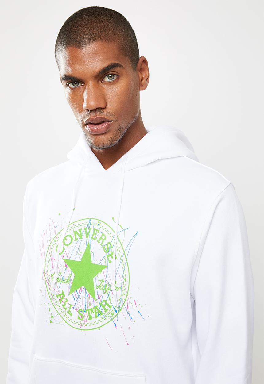 Converse - Splatter paint print pullover hoodie - white