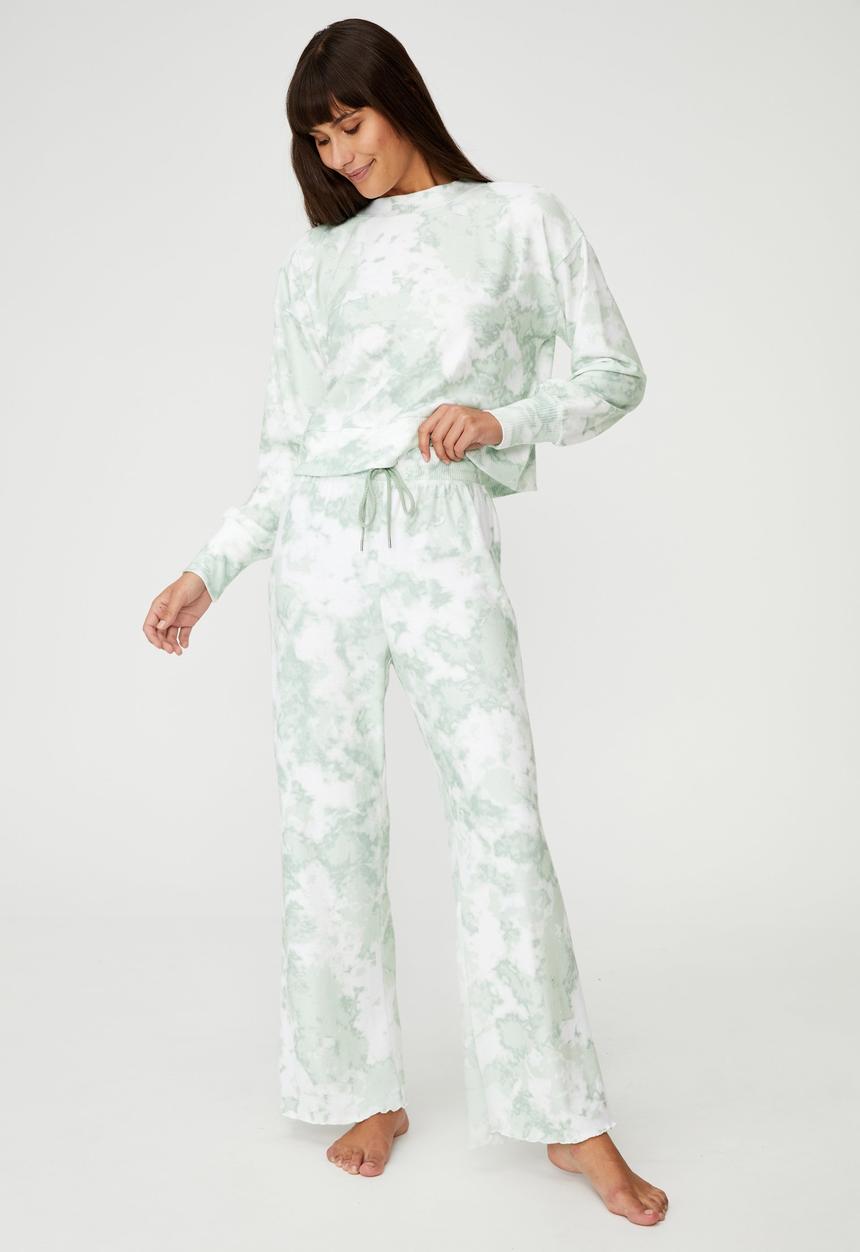 Cotton On - Super soft long sleeve crew - tie dye mint tonal