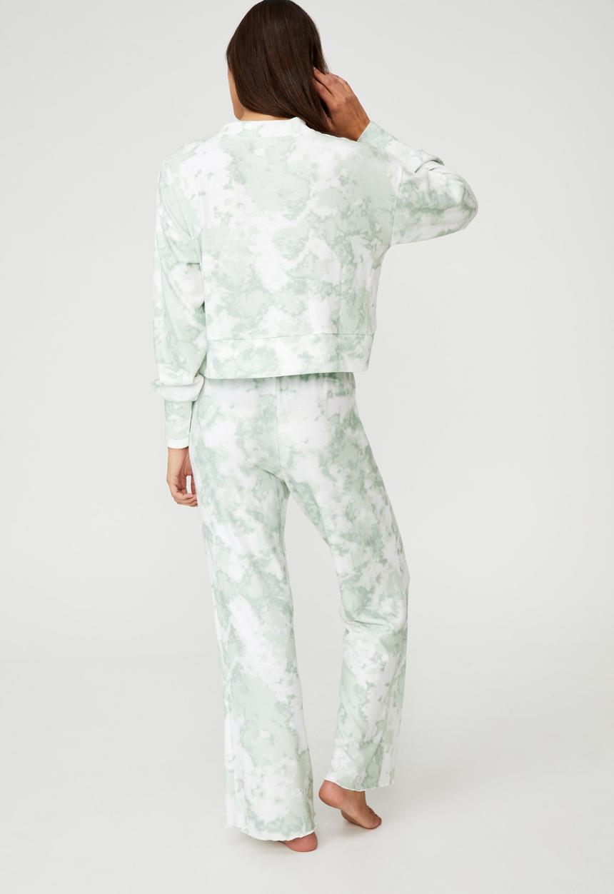Cotton On - Super soft long sleeve crew - tie dye mint tonal