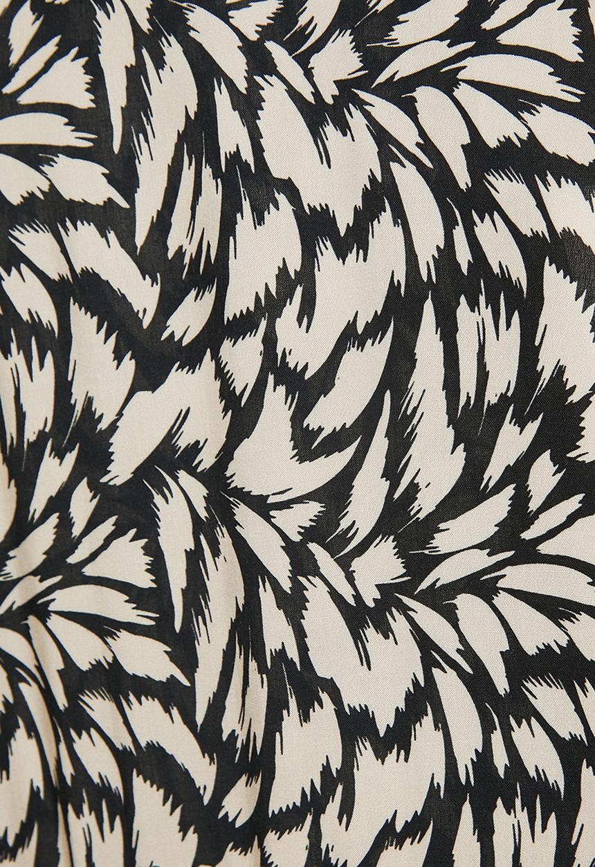 edit - Mandarin waist woven maxi - neutral & black 