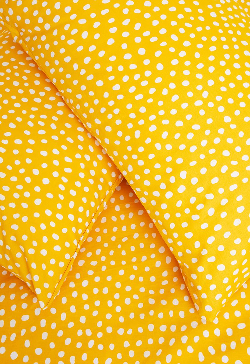 Sixth Floor - Dotty printed polycotton duvet set - mustard yellow