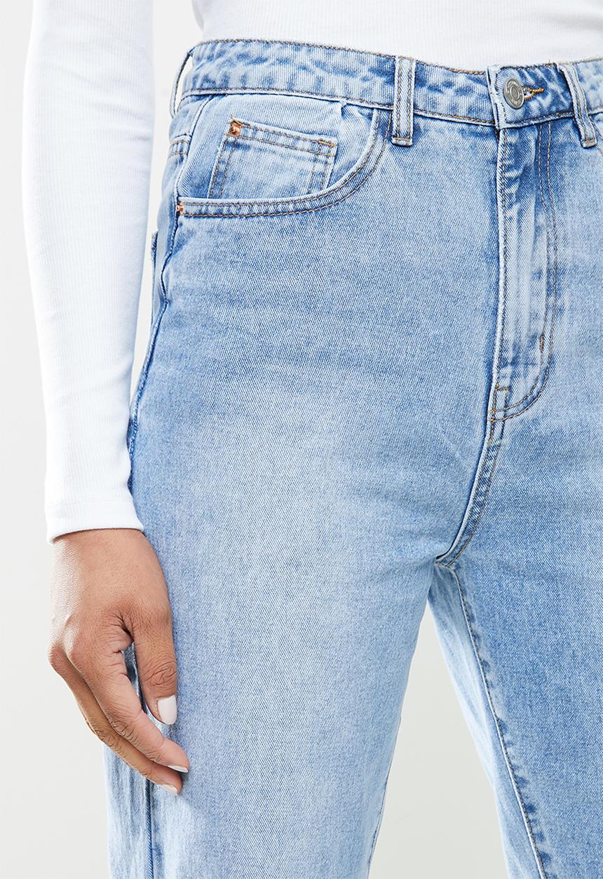 Missguided - Knee rip riot mom jean - blue
