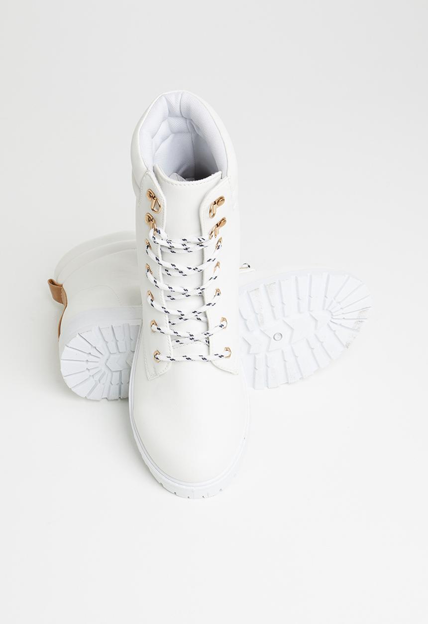 Seduction - Lace up combat boot - white