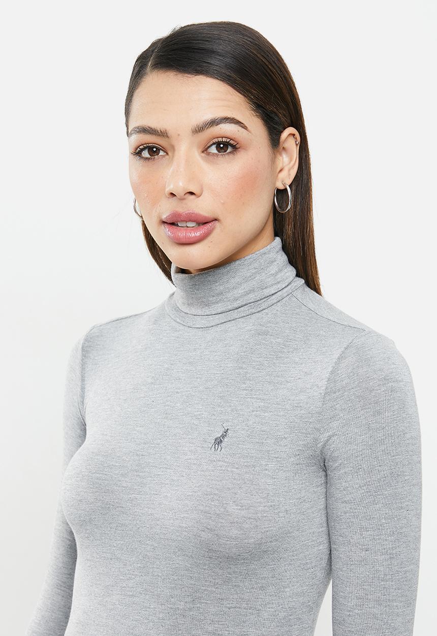 POLO - Brixton long sleeve second skin polo tee - grey 