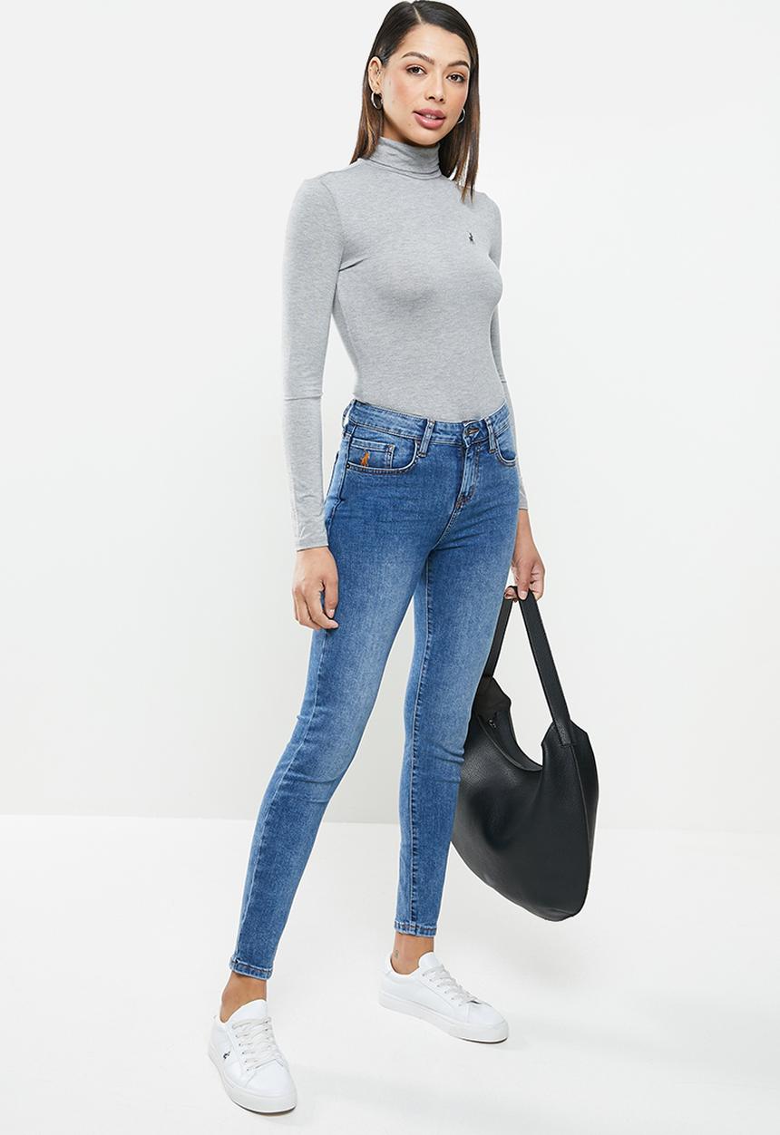 POLO - Brixton long sleeve second skin polo tee - grey 