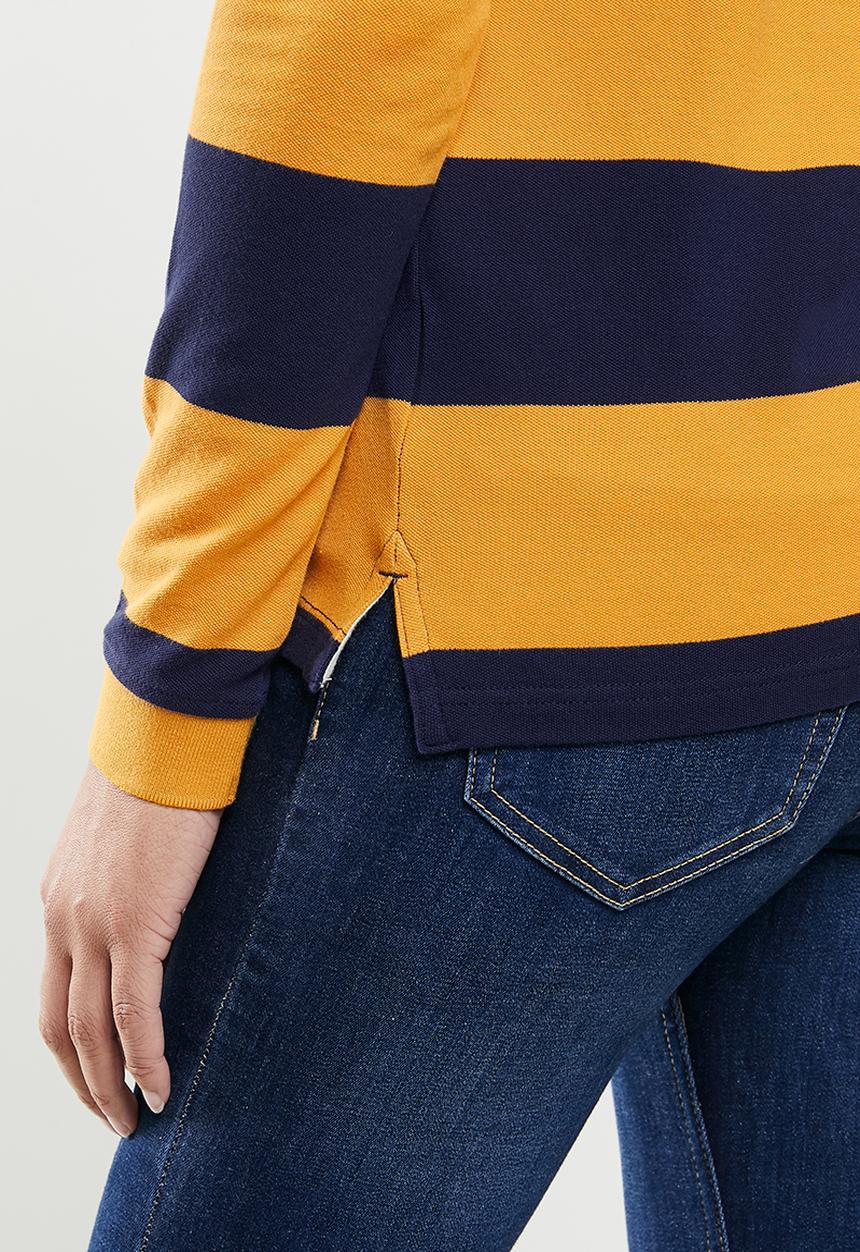 POLO - Catherine long sleeve rugby stretch golfer - yellow & navy