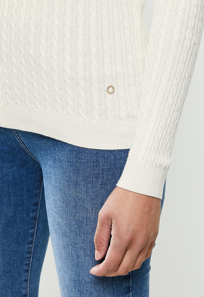 POLO - Nina fine cable pull over - white