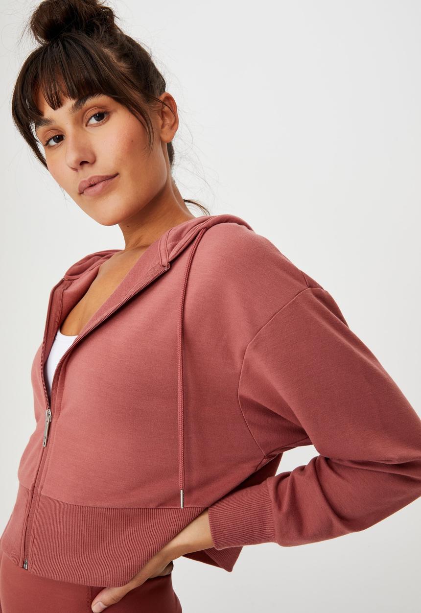 Cotton On - The ultra soft zip through hoodie - chestnut