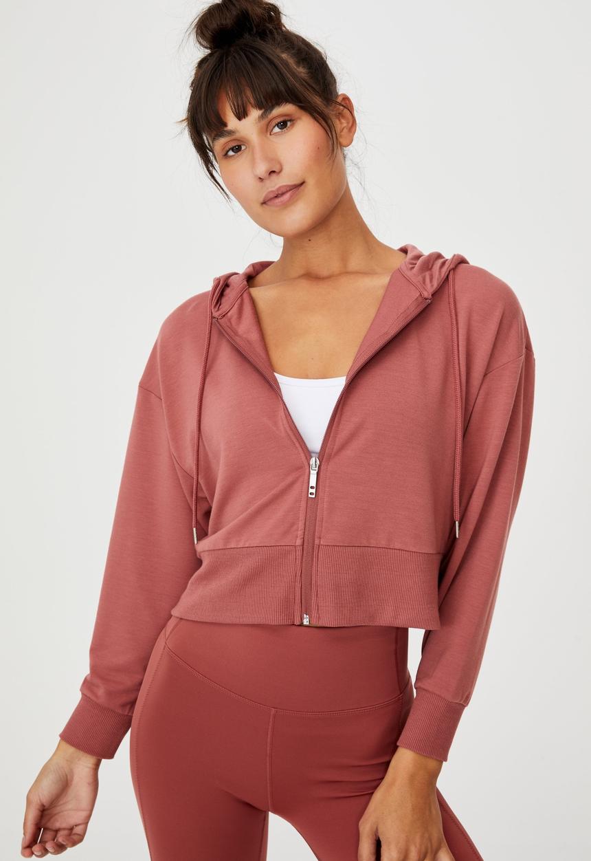 Cotton On - The ultra soft zip through hoodie - chestnut