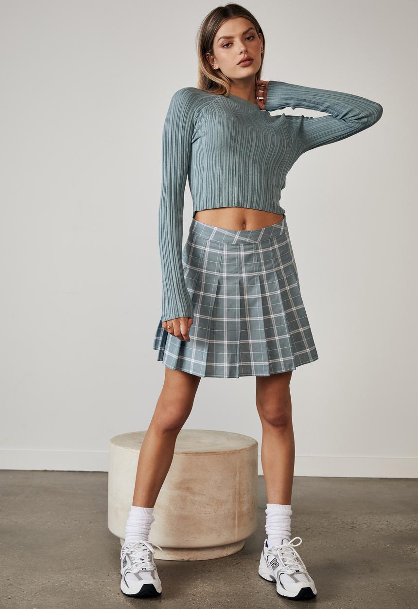 Factorie - Variegated rib knit long sleeve top - petrol blue