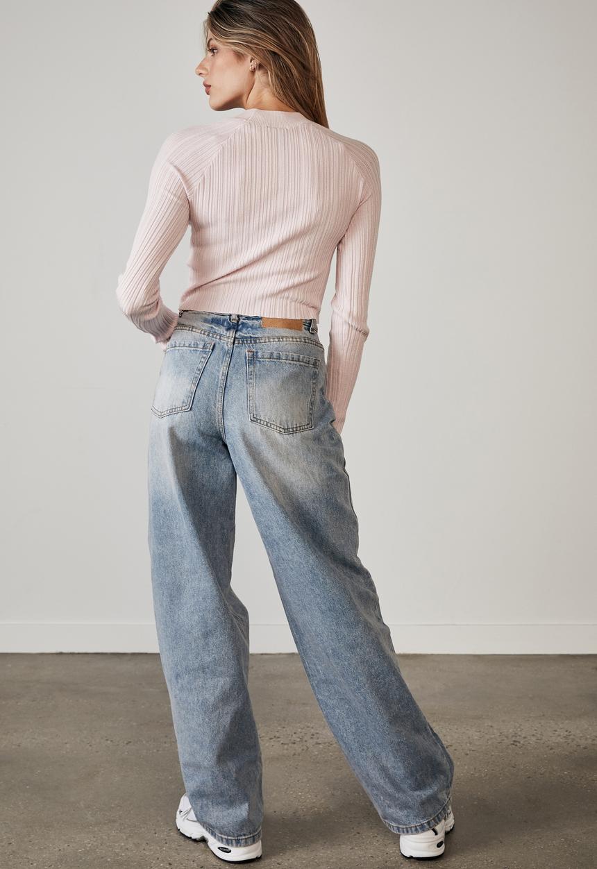 Factorie - Variegated rib knit long sleeve top - lilac snow