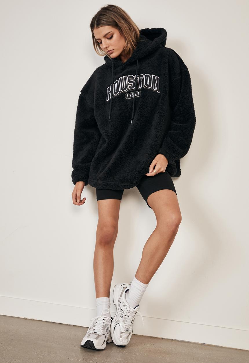 Factorie - Fluffy graphic hoodie - black