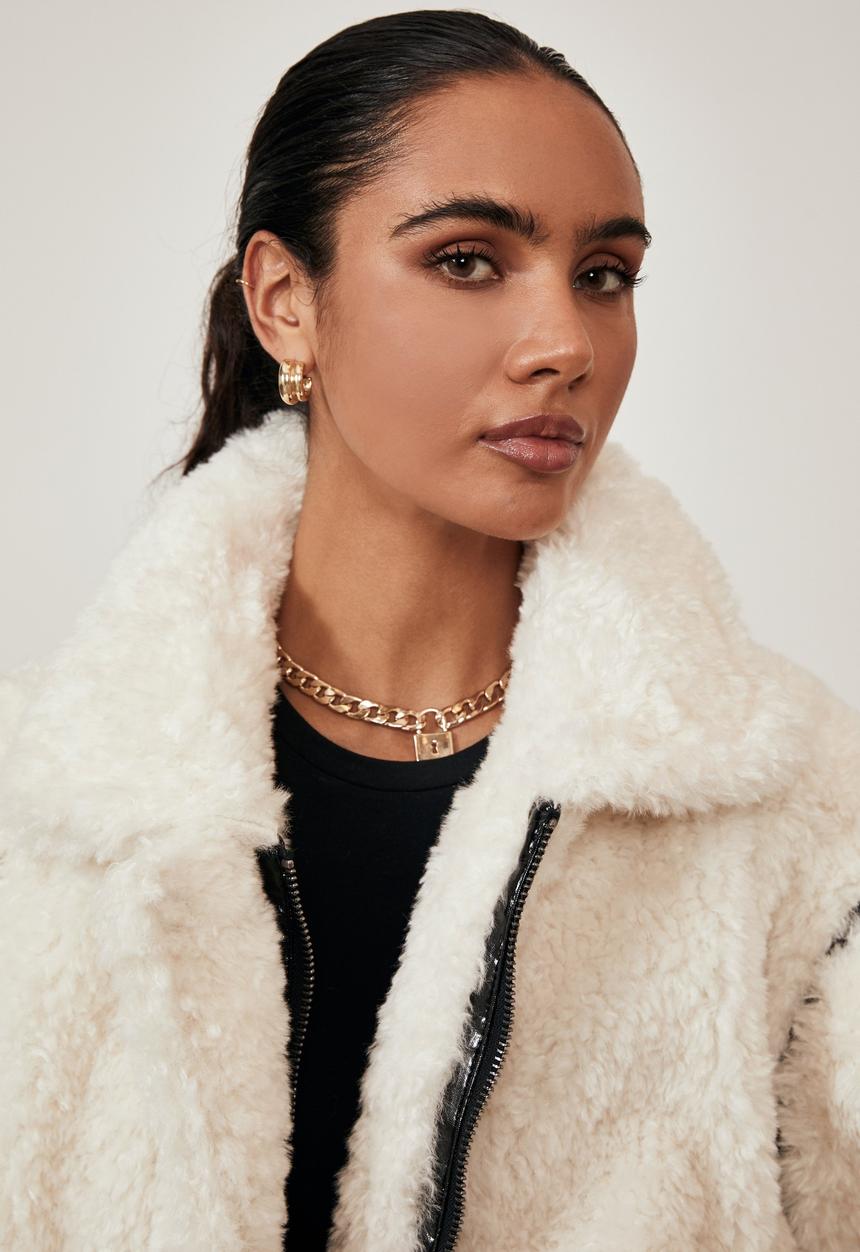 Factorie - Oversized fur teddy jacket - cream